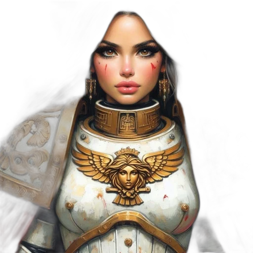 face, robot, jewelry, fantasy art, concept art, photorealistic, oil painting, golden transparent PNG cut-out