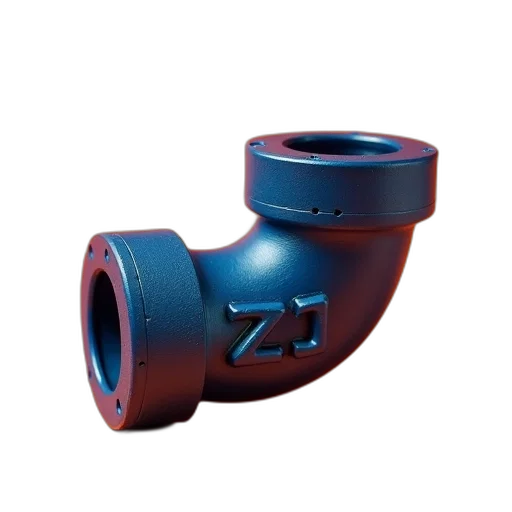 3d render, photorealistic, blue, black, metal, pipe, fitting, word transparent PNG cut-out