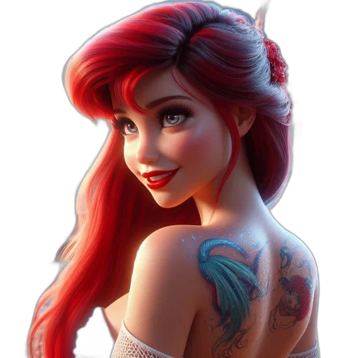 fantasy art, photorealistic, cartoon, concept art, mermaid-themed, animated, character, vibrant transparent PNG cut-out