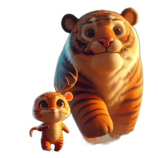 animal, creature, concept art, 3d render, fantasy art, photorealistic, friendly, tiger transparent PNG cut-out