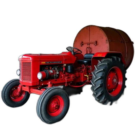 car, robot, 3d render, photorealistic, concept art, red, tractor, large transparent PNG cut-out