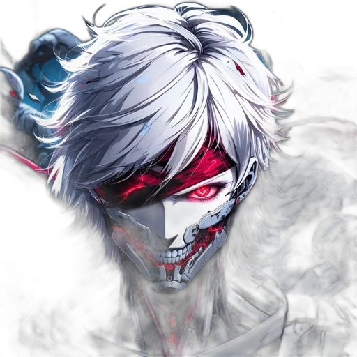 mask, face, weapon, concept art, fantasy art, anime, photorealistic, red transparent PNG cut-out