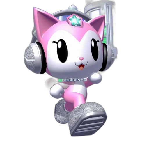 robot, staff, weapon, vaporwave, 3d render, concept art, cartoon, pink transparent PNG cut-out