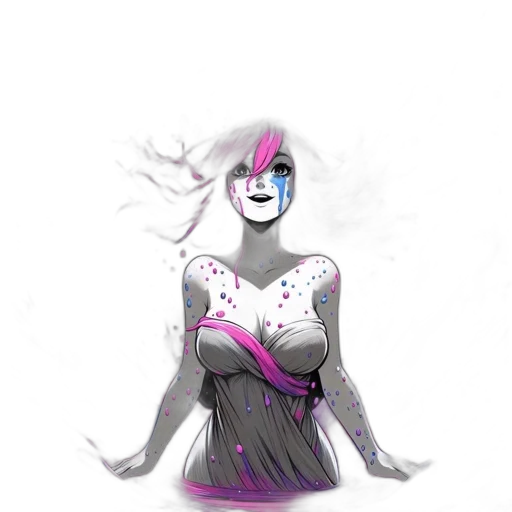 dress, mask, face, robot, concept art, fantasy art, cyberpunk, comic book art transparent PNG cut-out