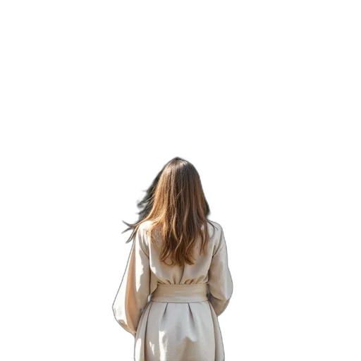 dress, jacket, hair, staff, 3d render, concept art, photorealistic, earth tones transparent PNG cut-out