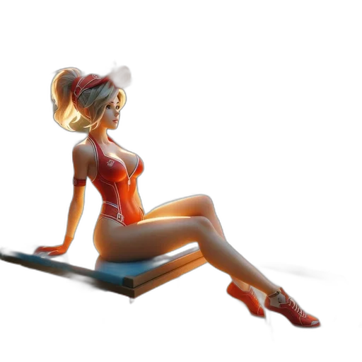 concept art, 3d render, fantasy art, comic book art, lively, poolside, scene, resort transparent PNG cut-out