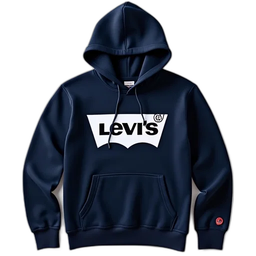 jacket, navy, blue, hoodie, white, levi, logo, front transparent PNG cut-out