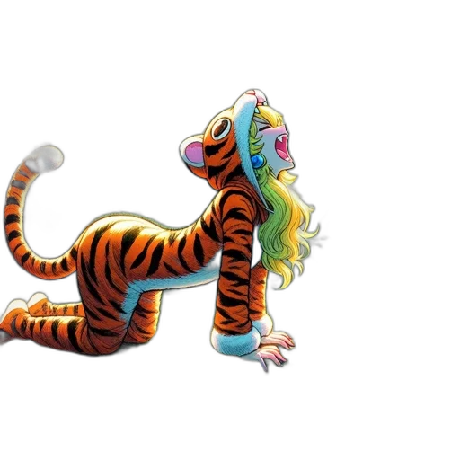 animal, creature, concept art, 3d render, cartoon, anime, character, tiger transparent PNG cut-out