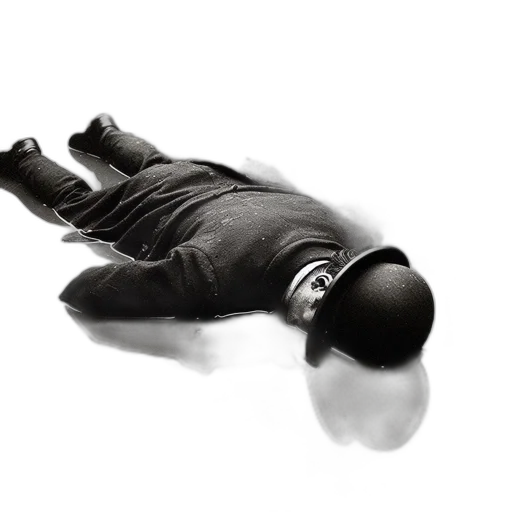 bottle, staff, robot, jacket, photorealistic, 3d render, concept art, monochrome transparent PNG cut-out