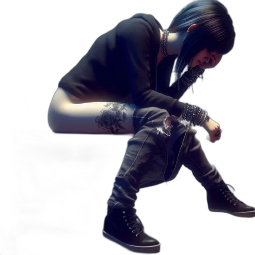 jacket, shoes, weapon, cyberpunk, concept art, 3d render, photorealistic, dimly transparent PNG cut-out