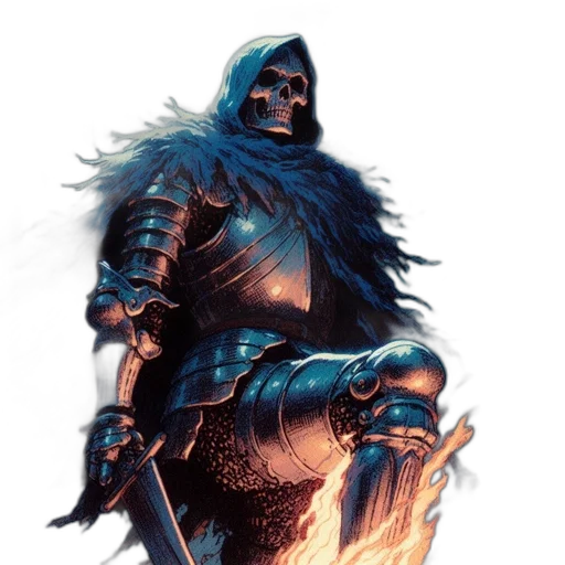 sword, concept art, fantasy art, comic book art, pixel art, fire, blue, dark transparent PNG cut-out