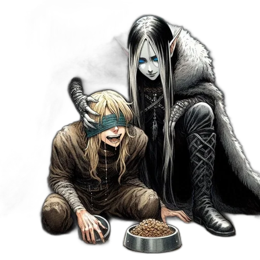 food, mask, comic book art, concept art, fantasy art, anime, dimly, lit transparent PNG cut-out