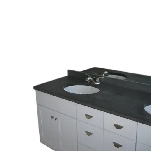 furniture, 3d render, modern, bathroom, white, cabinets, black, countertops transparent PNG cut-out