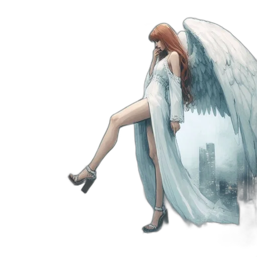 dress, concept art, fantasy art, comic book art, anime, blue, pastel, ethereal transparent PNG cut-out