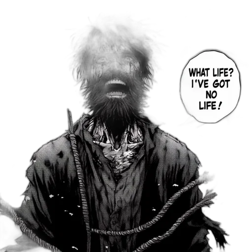 creature, comic book art, concept art, isolated, figure, disheveled, bearded, man transparent PNG cut-out