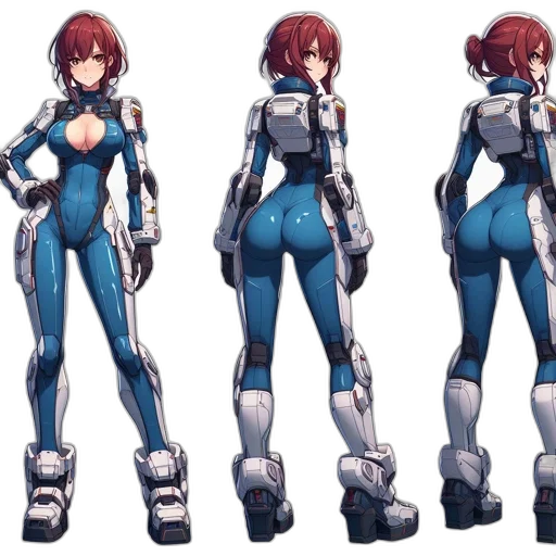 robot, concept art, cyberpunk, anime, 3d render, blue, illustrated, character transparent PNG cut-out
