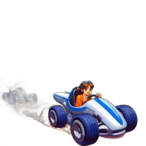 car, robot, weapon, hair, concept art, 3d render, watercolor, cartoon transparent PNG cut-out