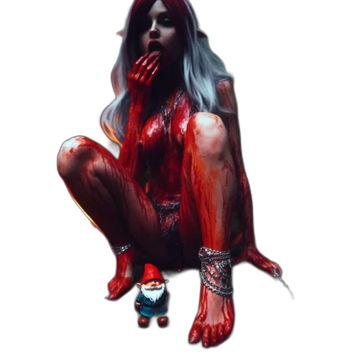 concept art, comic book art, pixel art, fantasy art, red, dark, woman, long transparent PNG cut-out