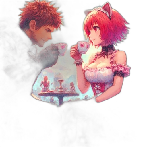 weapon, dress, fantasy art, concept art, anime, pixel art, fire, fog transparent PNG cut-out