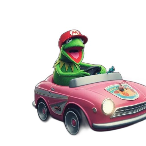 car, animal, concept art, 3d render, photorealistic, comical, scene, features transparent PNG cut-out