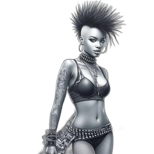jewelry, staff, weapon, concept art, cyberpunk, comic book art, fantasy art, monochrome transparent PNG cut-out