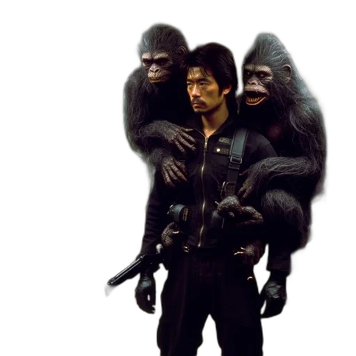 animal, concept art, photorealistic, unusual, subway, scene, features, man transparent PNG cut-out