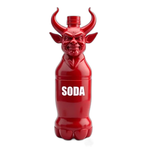 bottle, food, robot, animal, 3d render, photorealistic, concept art, red transparent PNG cut-out