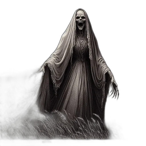 creature, dress, mask, face, concept art, fantasy art, comic book art, photorealistic transparent PNG cut-out