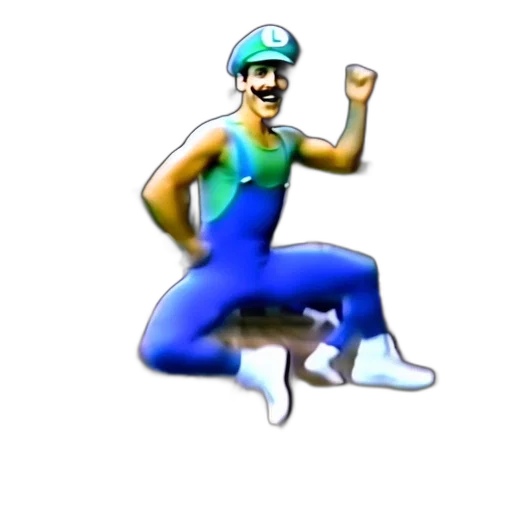 pixel art, 3d render, concept art, vaporwave, individual, resembles, luigi, jumping transparent PNG cut-out
