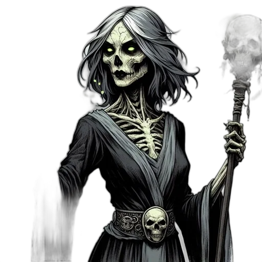 staff, comic book art, fantasy art, concept art, pixel art, dark, monochrome, gothic-styled transparent PNG cut-out