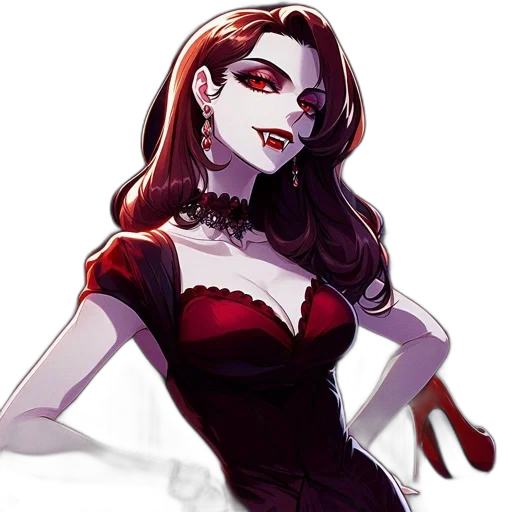dress, concept art, pixel art, comic book art, fantasy art, red, dark, animated transparent PNG cut-out