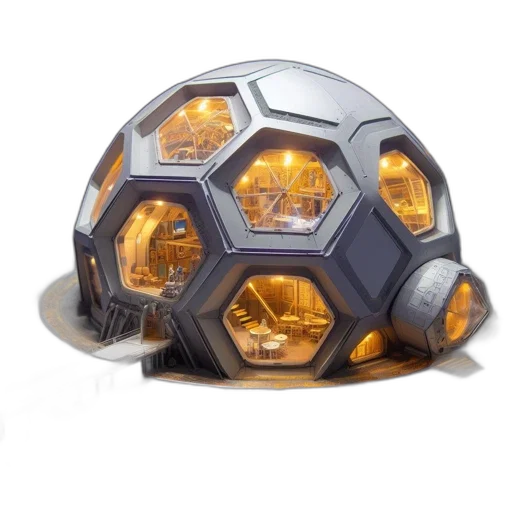 robot, hat, mask, jewelry, 3d render, concept art, cyberpunk, outer space transparent PNG cut-out