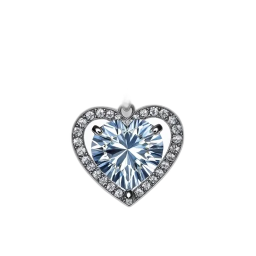 jewelry, crown, silver, heart-shaped, pendant, large, sparkling, diamond transparent PNG cut-out