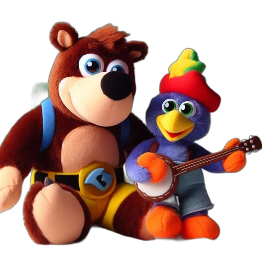 staff, 3d render, concept art, two, plush, toys, depicted, brown transparent PNG cut-out