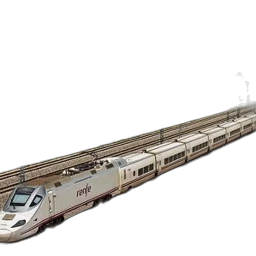 3d render, concept art, photorealistic, high-speed, train, renfe, travels, through transparent PNG cut-out