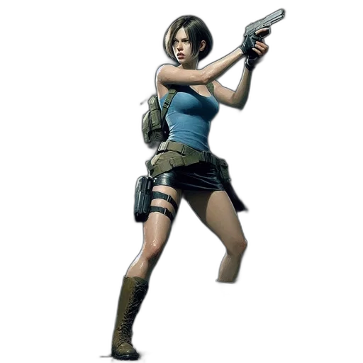 weapon, concept art, 3d render, pixel art, photorealistic, blue, female, character transparent PNG cut-out
