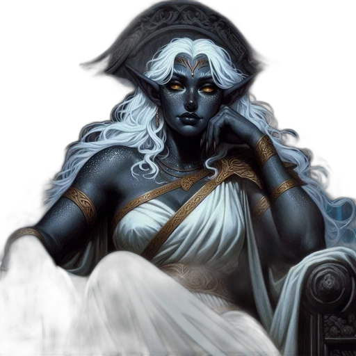 fantasy art, concept art, comic book art, photorealistic, dark, monochrome, blue, elf-like transparent PNG cut-out