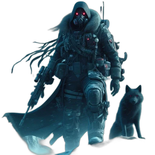 creature, animal, staff, weapon, concept art, cyberpunk, fantasy art, pixel art transparent PNG cut-out
