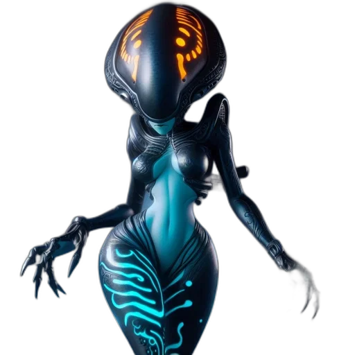 robot, dress, creature, mask, concept art, 3d render, fantasy art, cyberpunk transparent PNG cut-out