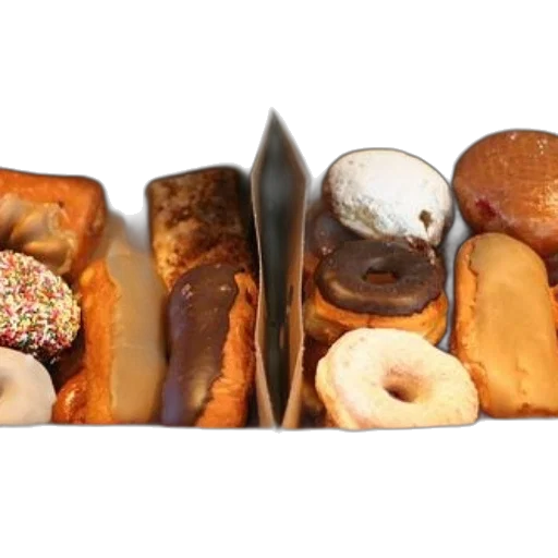 food, box, assorted, donuts, pastries, including, glazed, frosted transparent PNG cut-out