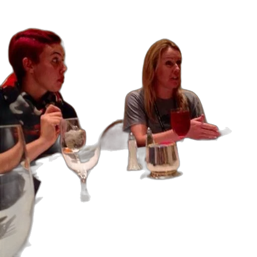staff, 3d render, outer space, two, women, sit, table, wine transparent PNG cut-out