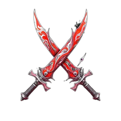 weapon, sword, staff, 3d render, concept art, fantasy art, anime, red transparent PNG cut-out