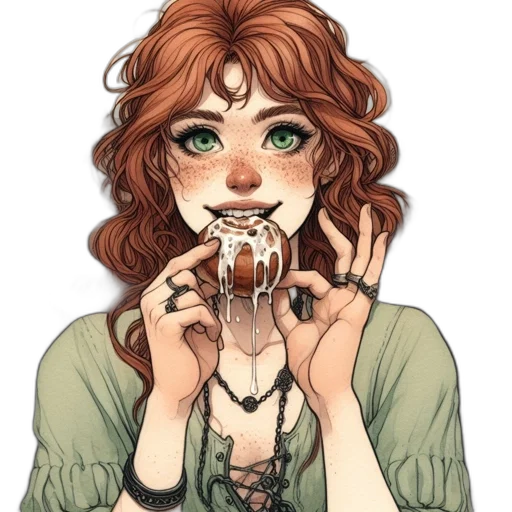 jewelry, face, comic book art, fantasy art, concept art, watercolor, earth tones, monochrome transparent PNG cut-out