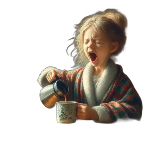 photorealistic, oil painting, 3d render, concept art, snow, girl, cozy, kitchen transparent PNG cut-out