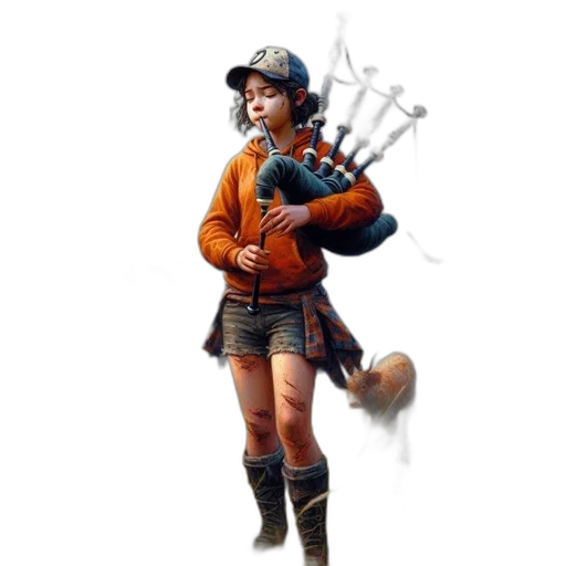 staff, weapon, jacket, animal, concept art, fantasy art, 3d render, pixel art transparent PNG cut-out