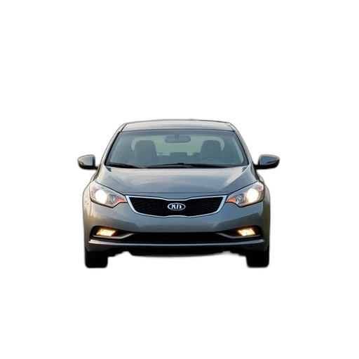 car, 3d render, 2012, kia, forte, gray, rural, road transparent PNG cut-out