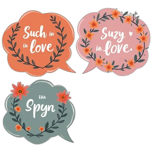 colorful, speech, bubbles, floral transparent PNG cut-out