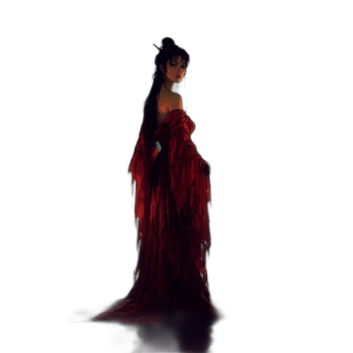 dress, crown, hair, concept art, fantasy art, pixel art, photorealistic, red transparent PNG cut-out