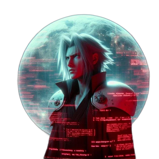 jacket, cyberpunk, concept art, pixel art, 3d render, character, long, silver transparent PNG cut-out