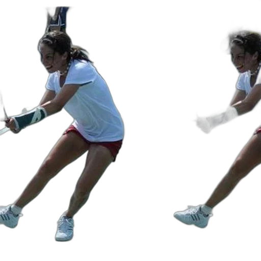staff, woman, white, shirt, red, shorts, playing, tennis transparent PNG cut-out
